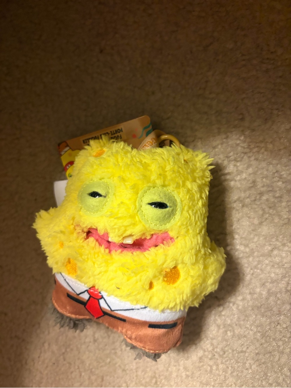 Yellow Kids SpongeBob Plush Character Toy - fuggler keychain